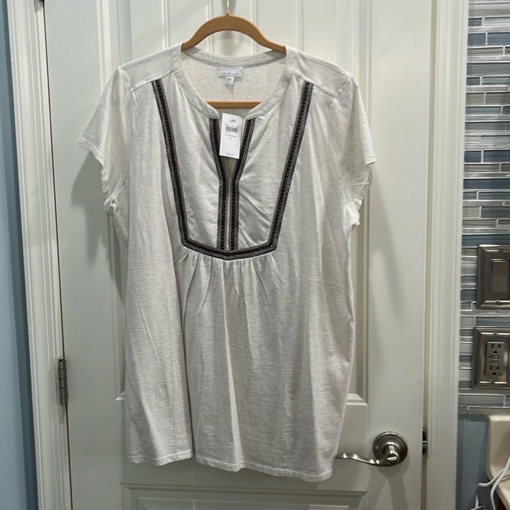 J. Jill Elements oatmeal-color tunic top. Size L. NWT